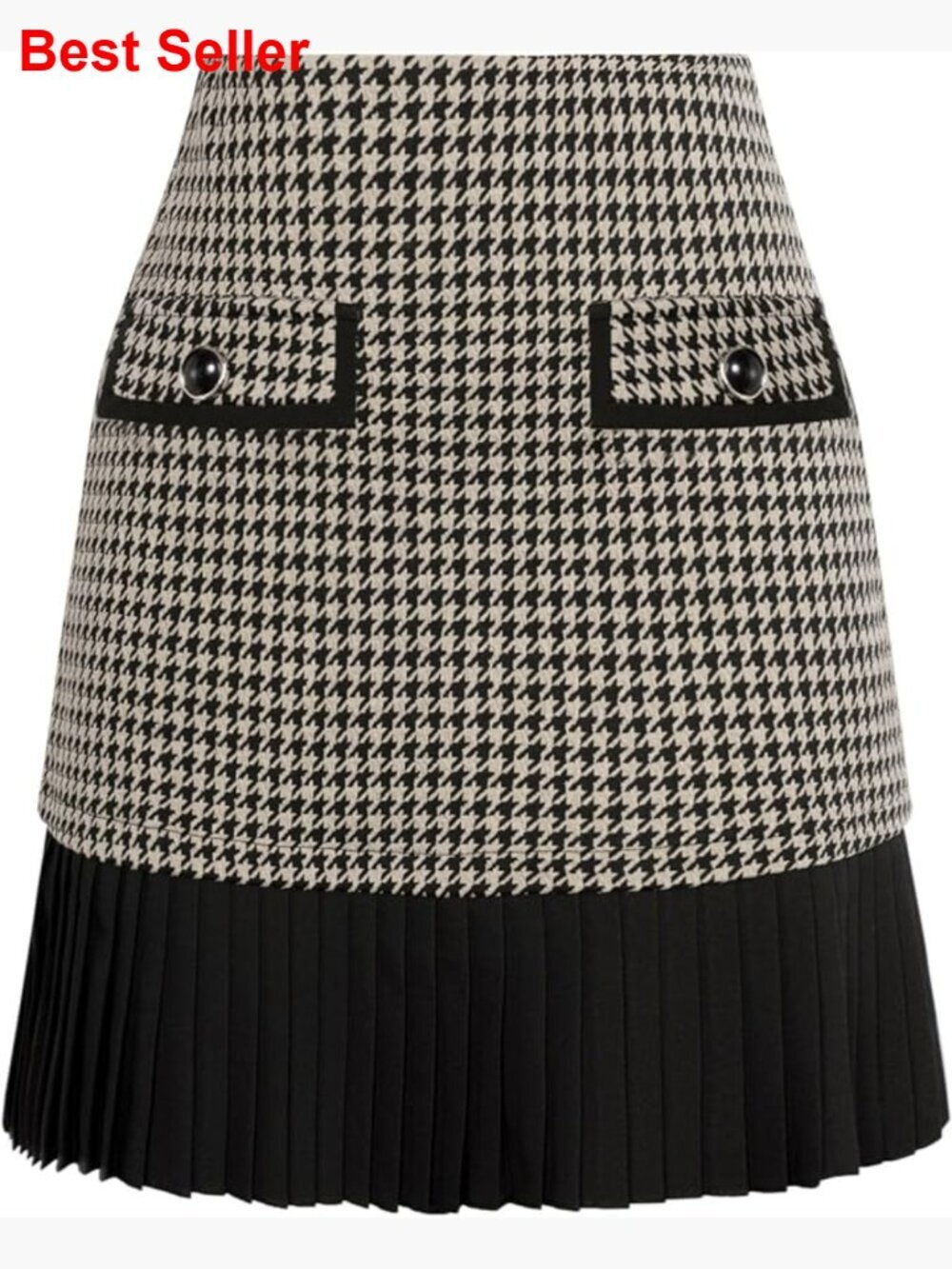 Pleated A-Line Mini Skirt High Waist Elastic Fabric Work Casual